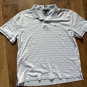Men's Tommy Hilfiger Light Blue Striped Polo Shirt XXL